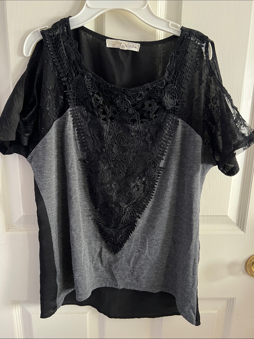 Black short sleeve lace blouse size XS